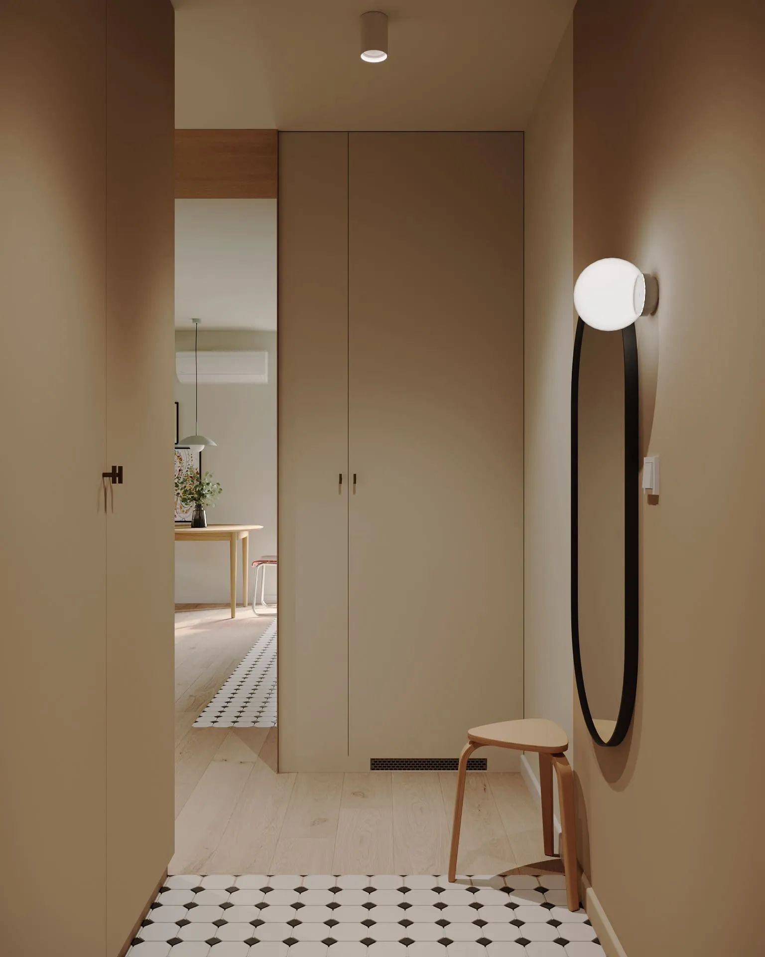 Дизайн передпокою з акцентною плиткою та яскравими відтінками